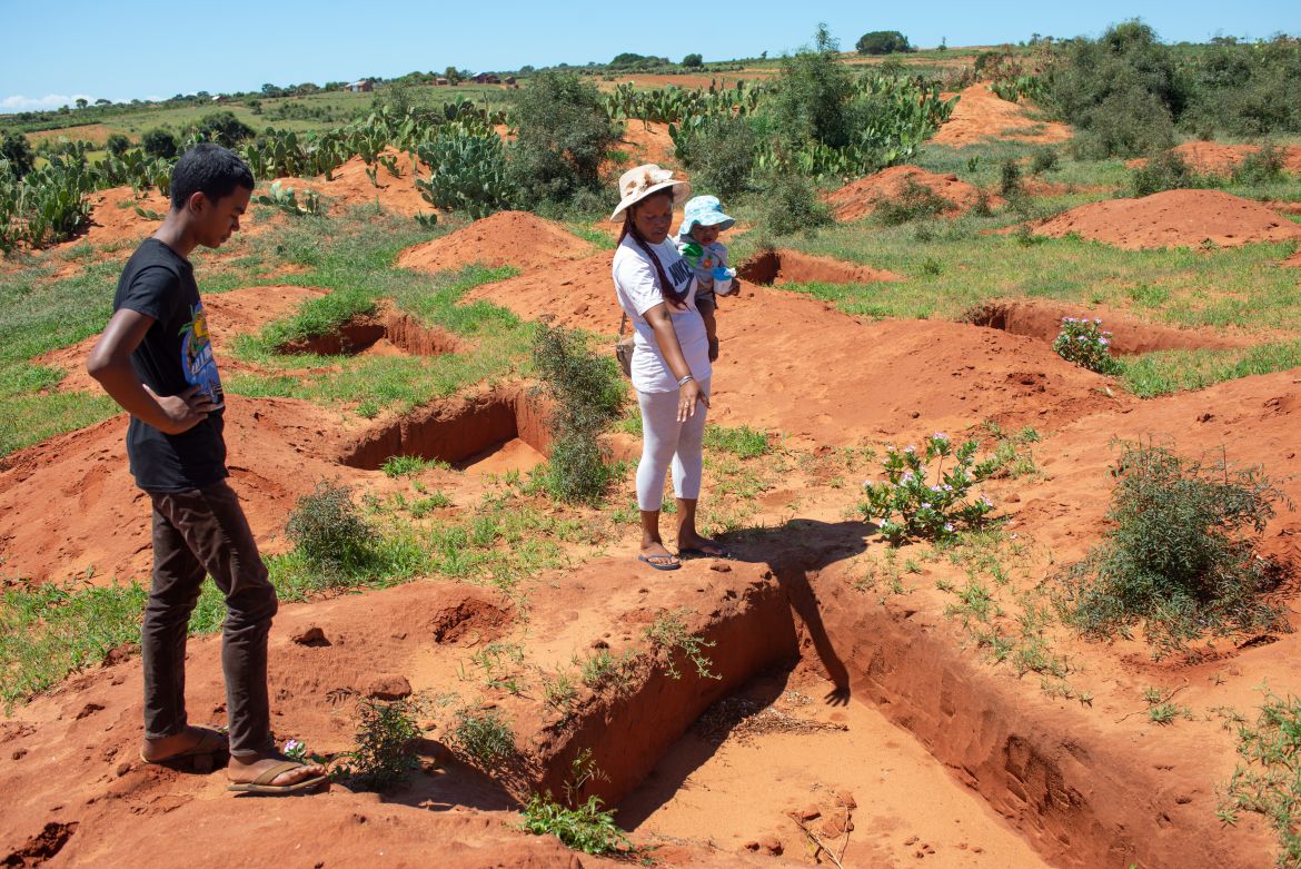 Sailambo oversees a project to combat desertification and restore moisture to the ground in Erada Beagnatara village. [Joseph Stepansky/Al Jazeera]