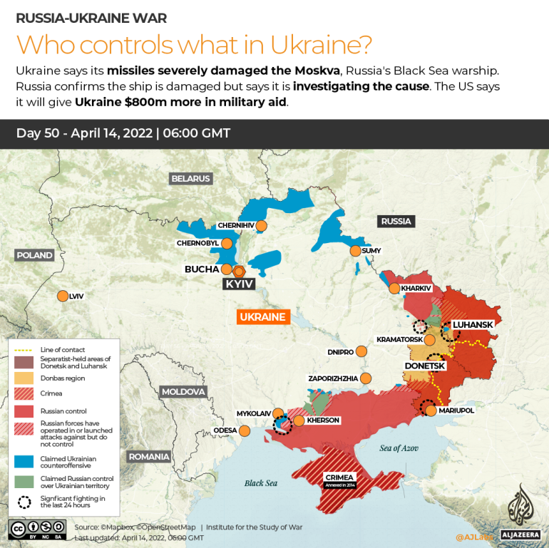 INTERACTIVE Russia Ukraine War Who controls what Day 50