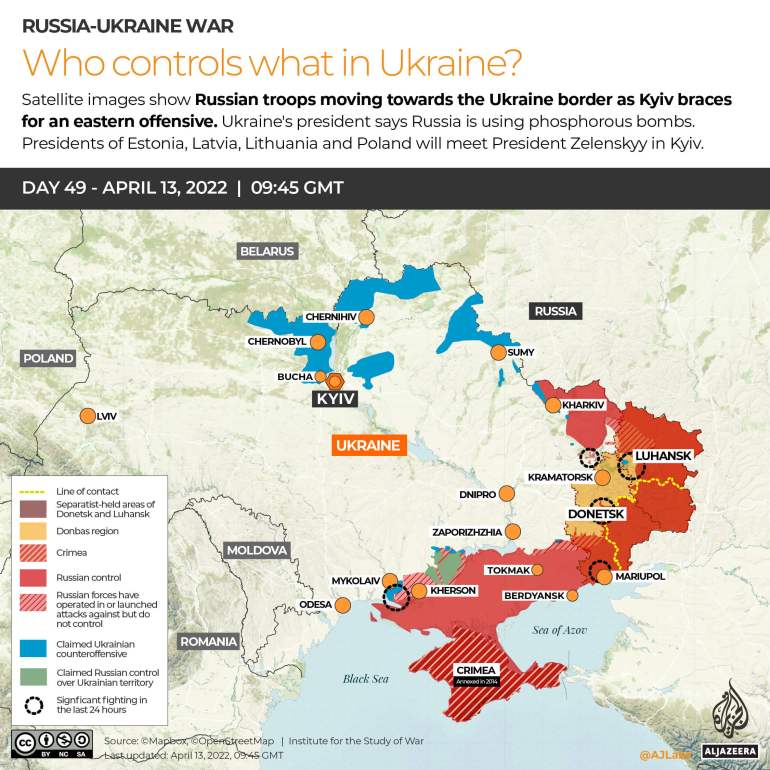 INTERACTIVE_UKRAINE_CONTROL MAP DAY49_INTERACTIVE Russia Ukraine War Who controls what Day 49