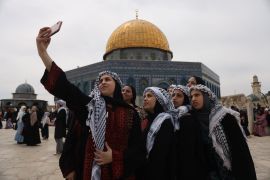 Palestinian worshippers at Al-Aqsa