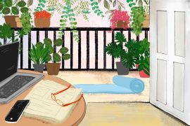 An illustration of a balcony garden