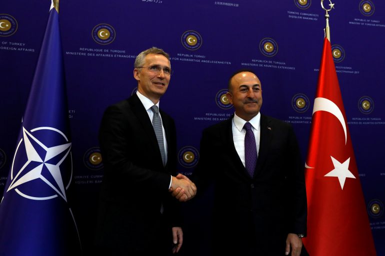 NATO Secretary-General Jens Stoltenberg meets with Turkish Foreign Minister Mevlut Cavusoglu in Ankara, Turkey.