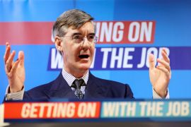 British Minister for Brexit Opportunities Jacob Rees-Mogg speaks at the Conservative Party Spring Conference in Blackpool