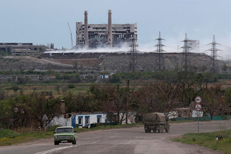 A view of the besieged Azovstav plant in Mariupol.