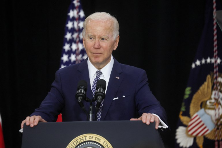 U.S. President Joe Biden delivers remarks, after paying respects and meeting with victims, family, first responders and law enforcement who were affected by the mass shooting committed by a gunman authorities say was motivated by racism, at Delavan Grider Community Center in Buffalo, NY.