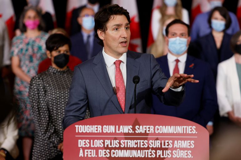 Canadian prime minister Justin Trudeau speaks during a news conference