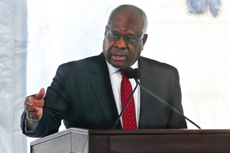  Supreme Court Justice Clarence Thomas delivers a keynote speech during a dedication of Georgia's new Nathan Deal Judicial Center in Atlanta.