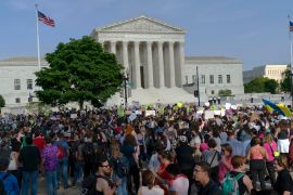 Abortion rights activist protest outside of the U.S. Supreme Court Tuesday