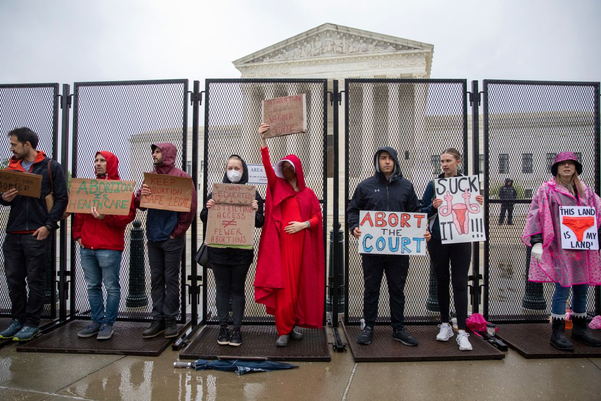 Abortion-rights demonstrators protest outside of the U.S. Supreme Court