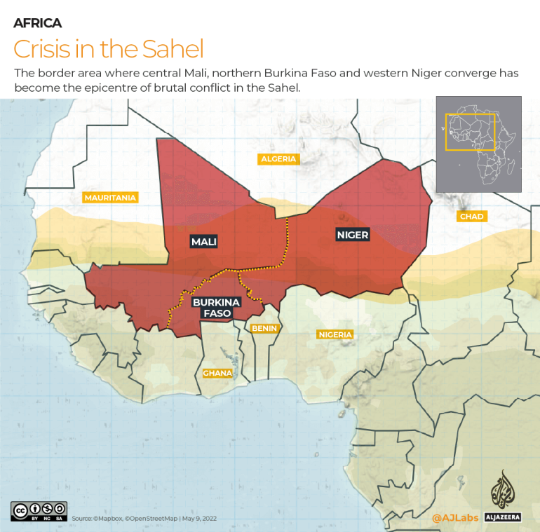 The area where central Mali, northern Burkina Faso and western Niger converge, has become the epicentre of conflict in the Sahel region.
