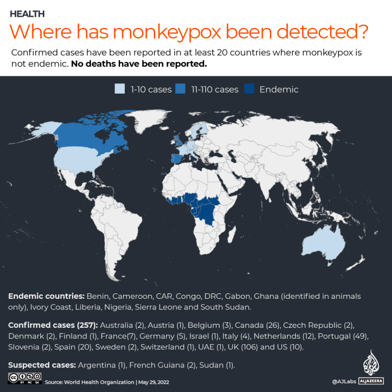 INTERACTIVE- Map where has monkeypox been detected so far May 29