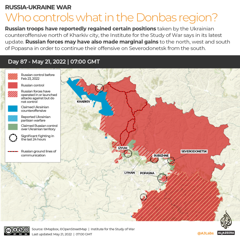 INTERACTIVE Russia Ukraine War Who controls what in Donbas region Day 87