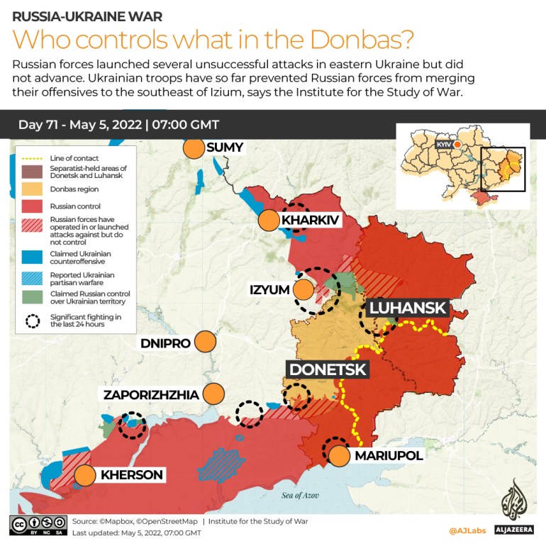 INTERACTIVE - Donbas control map - DAY 71