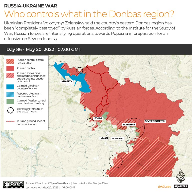 Revised_INTERACTIVE Russia Ukraine War Who controls what in Donbas region Day 86_May20