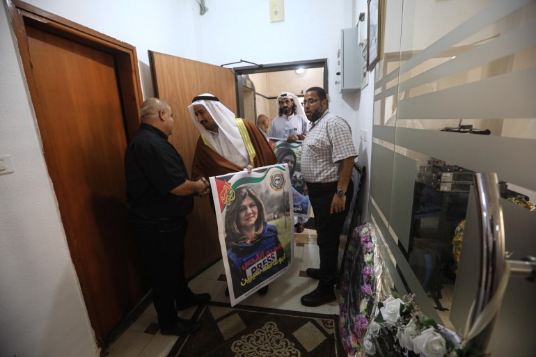 Visitors to Al Jazeera office in Gaza.