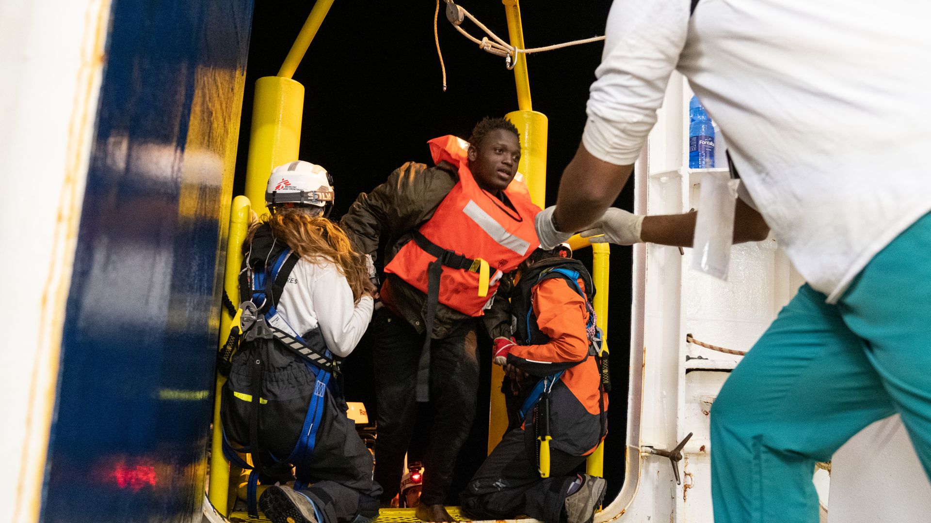 A survivor from a critical night rescue in the Med sea