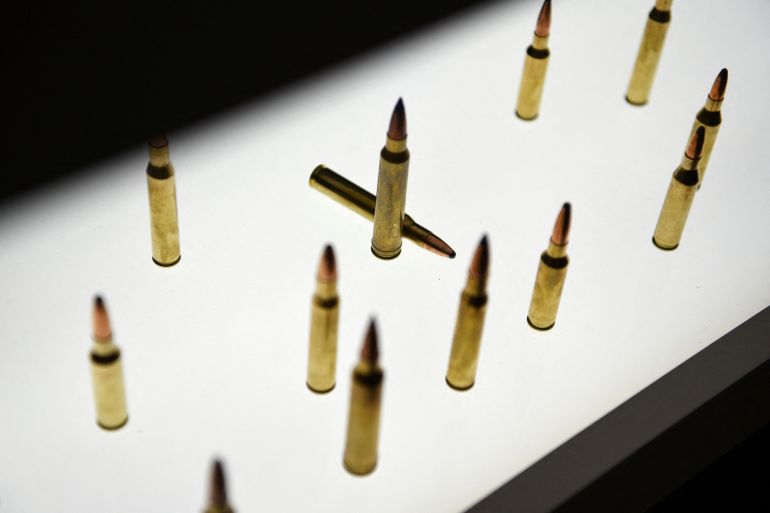 Bullets are displayed at the National Rifle Association (NRA) annual convention in Houston, Texas.