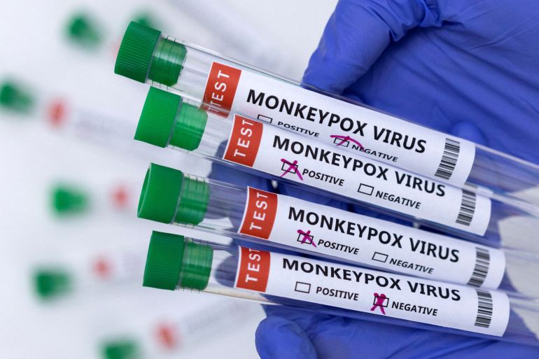 test tubes labelled monkeypox virus
