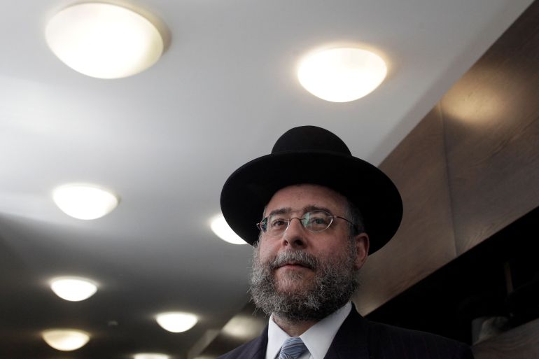 Moscow's chief rabbi Pinchas Goldschmidt arrives for an international Rabbi meeting in Berlin July 10, 2012 as head of the Conference of European Rabbis .