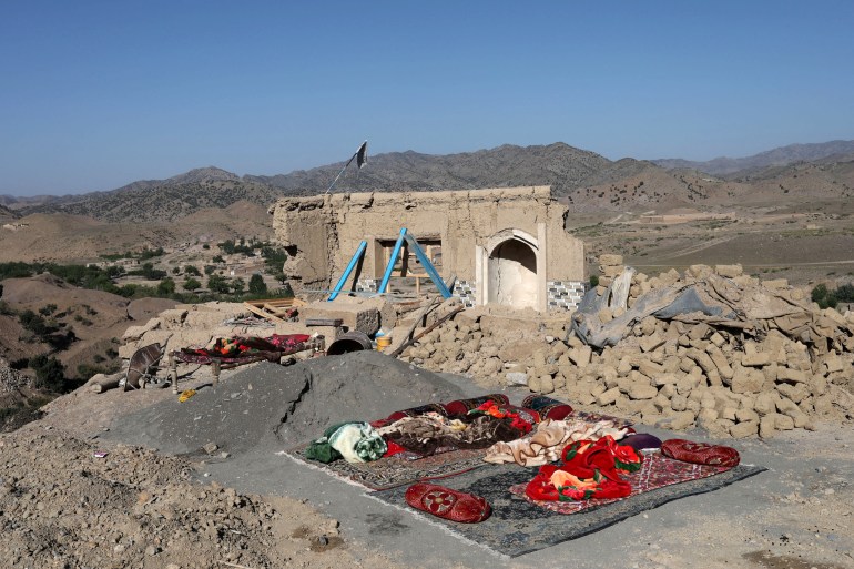 A view shows a damaged mosque after the recent earthquake in Wor Kali village in the Barmal district of Paktika province.