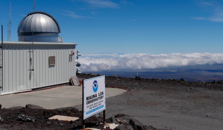 This 2019 photo provided by NOAA shows the Mauna Loa Atmospheric Baseline Observatory in Hawaii