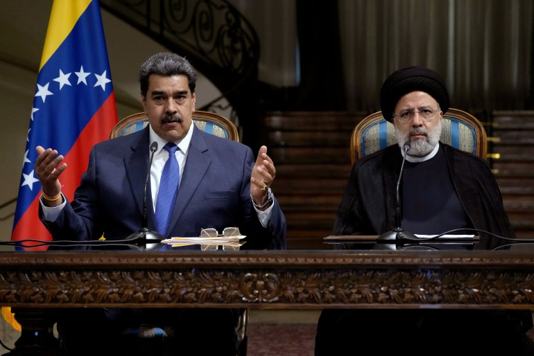 Iranian President Ebrahim Raisi and Venezuelan President Nicolas Maduro in Tehran.