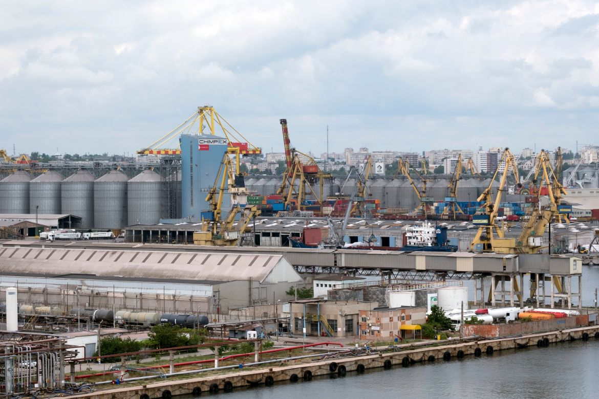 Cereal silos of various operators are seen in the Constanta port. Over the last 10 years the port has doubled its cereal storage capacity to 1.5 million tons.