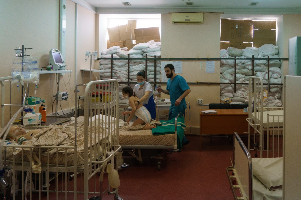 Doctors treating Milena, at the Zaporizhzhia Regional Clinical Children's Hospital.