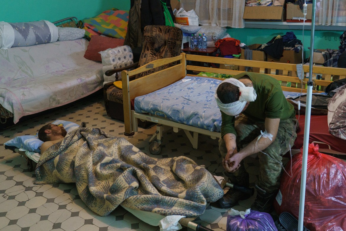 Wounded soldiers in the military hospital ward in Zaporizhzhia.