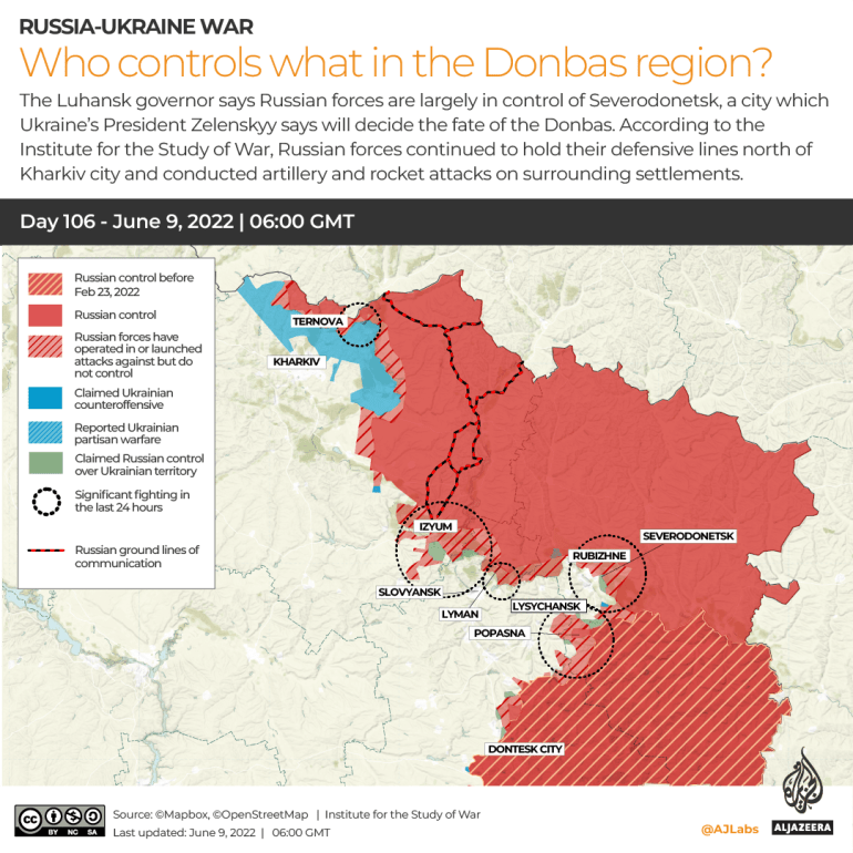 INTERACTIVE Russia-Ukraine War Who controls what in Donbas DAY 106
