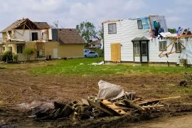 Damaged homes after a tornado in Ohio.