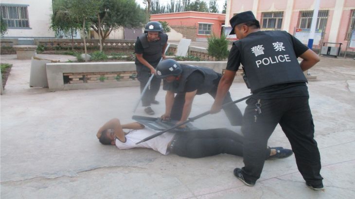 Police drill in Xinjiang, China.