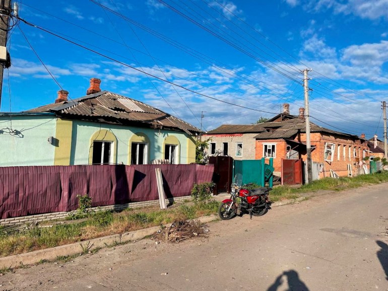 Damaged buildings following a military strike, amid Russia's invasion of Ukraine, in Okhtyrka, Sumy region, Ukraine May 17, 2022