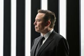 Elon Musk attends the opening ceremony of the new Tesla Gigafactory for electric cars.