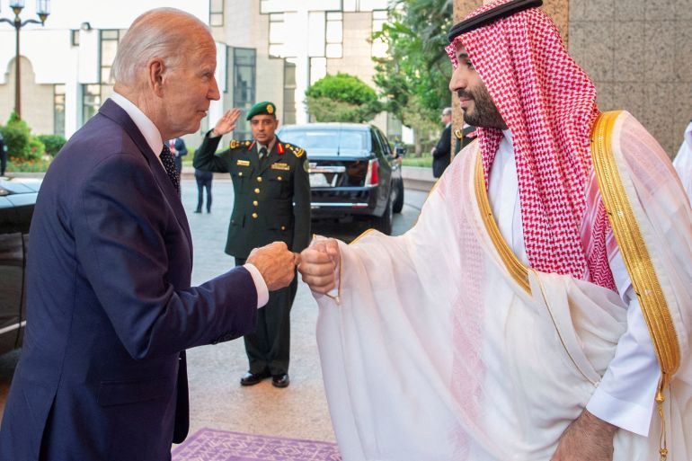 Saudi Crown Prince Mohammed bin Salman fist bumps U.S. President Joe Biden
