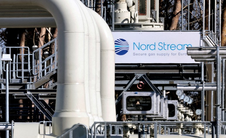 Pipes at the landfall facilities of the Nord Stream 1 gas pipeline are pictured in Lubmin, Germany.