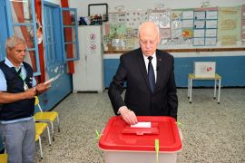 Tunisia's President Kais Saied casts his ballot
