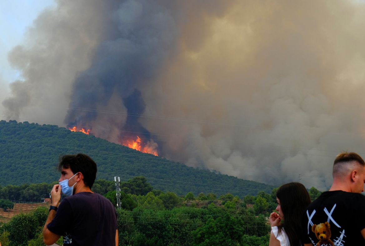 Wildfire advances near a residential area in Alhaurin de la Torre, Malaga, Spain