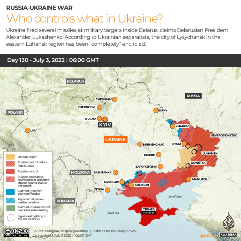 INTERACTIVE - WHO CONTROLS WHAT IN UKRAINE- JULY3,2022