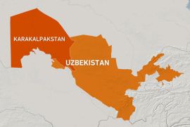 Map of Uzbekistan showing Karakalpakstan