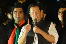 Imran Khan speaks during an anti-government protest rally in Islamabad, Pakistan.