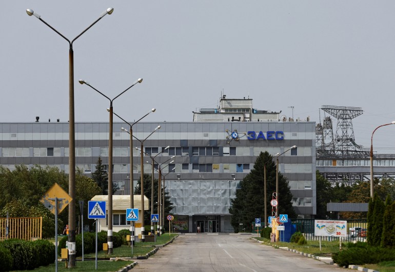 A view shows the building of the Zaporizhzhia Nuclear Power Plant