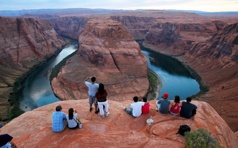 Visitors view bend in Colorado River