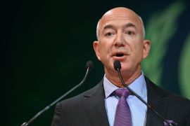 Amazon CEO Jeff Bezos speaks during the UN Climate Change Conference (COP26) in Glasgow, Scotland
