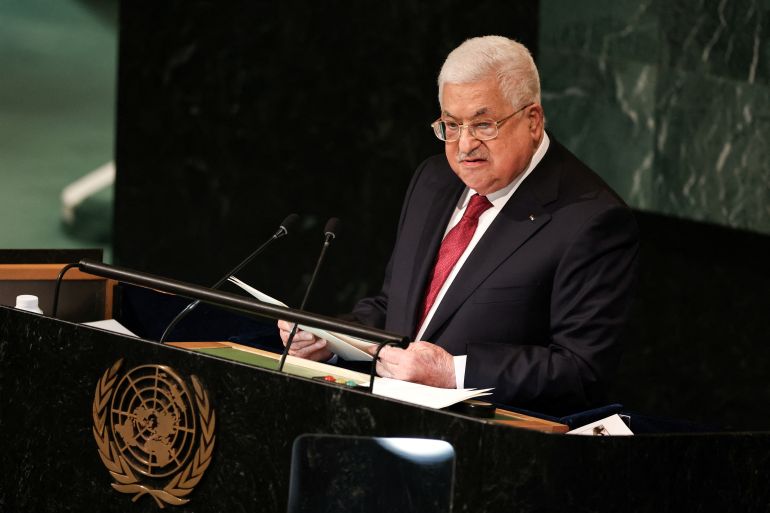 Palestine’s President Mahmoud Abbas addresses the 77th United Nations General Assembly.