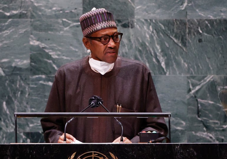 President of Nigeria, Muhammadu Buhari addresses the 76th Session of the UN General Assembly