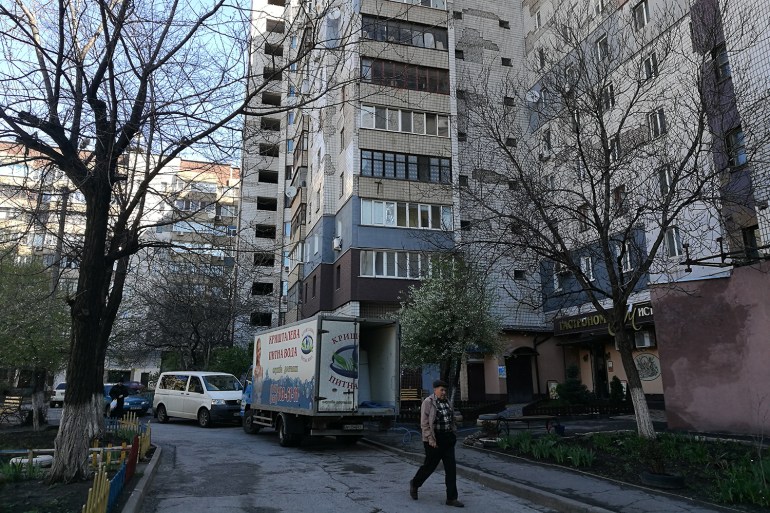 The Soviet-era apartment building in Hrivy Rih where Ukrainian Presidentn Volodymyr Zelenskyy lived