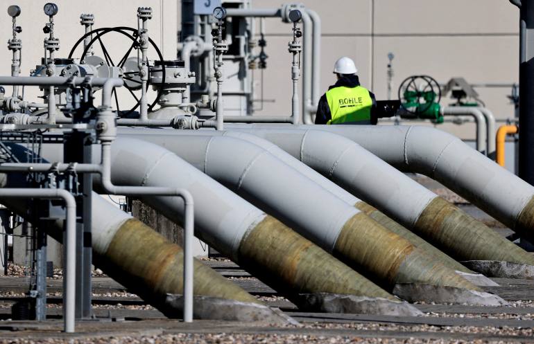 Pipes at the landfall facilities of the 'Nord Stream 1' gas pipeline are pictured in Lubmin, Germany
