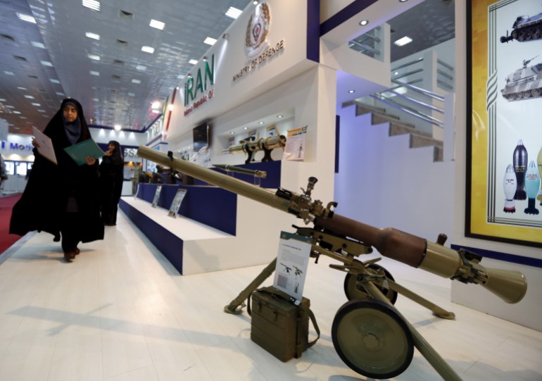 A model of a weapon from Iran is displayed during the fifth session of International Defence and Security expo at the Baghdad International Fair, Iraq March 5, 2016. REUTERS/Ahmed Saad
