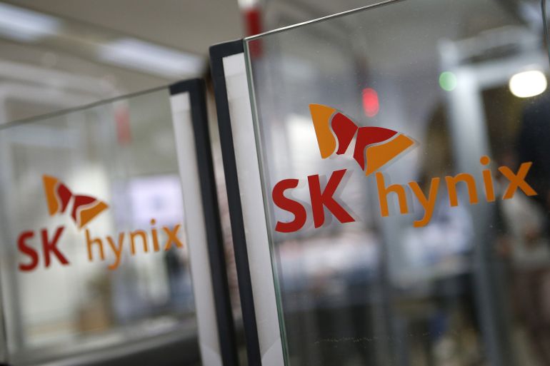 SK Hynix logo on glass